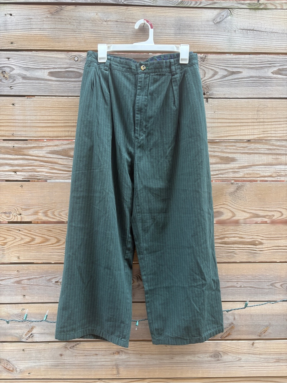 Men's Dark Green Wide-Leg Pants